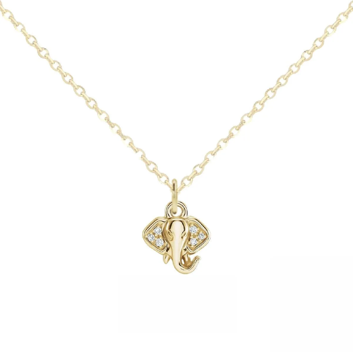 14K Diamond Tiny Elephant Necklace