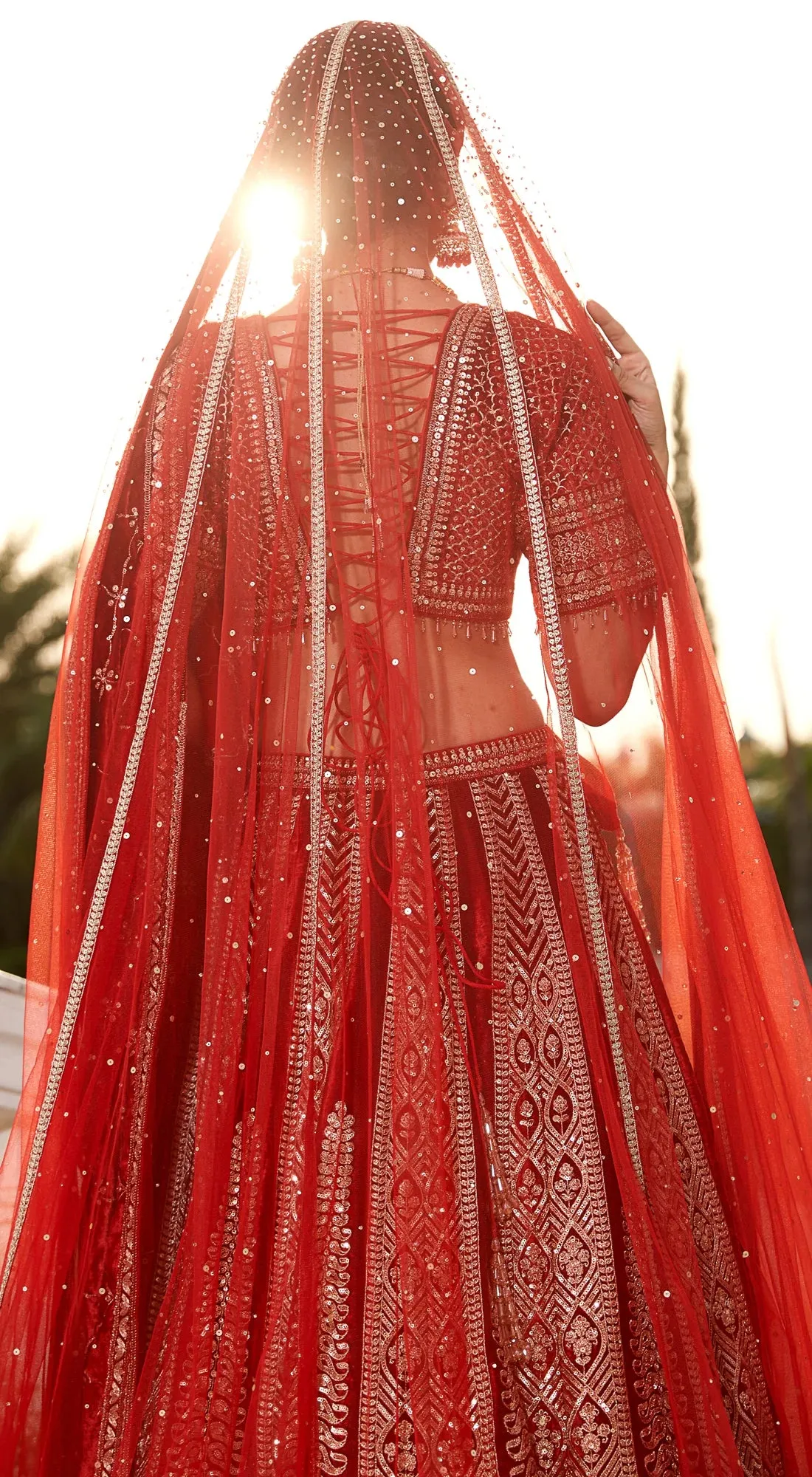 310168 Brick Red Embroidered Designer Lehenga with Double Dupatta