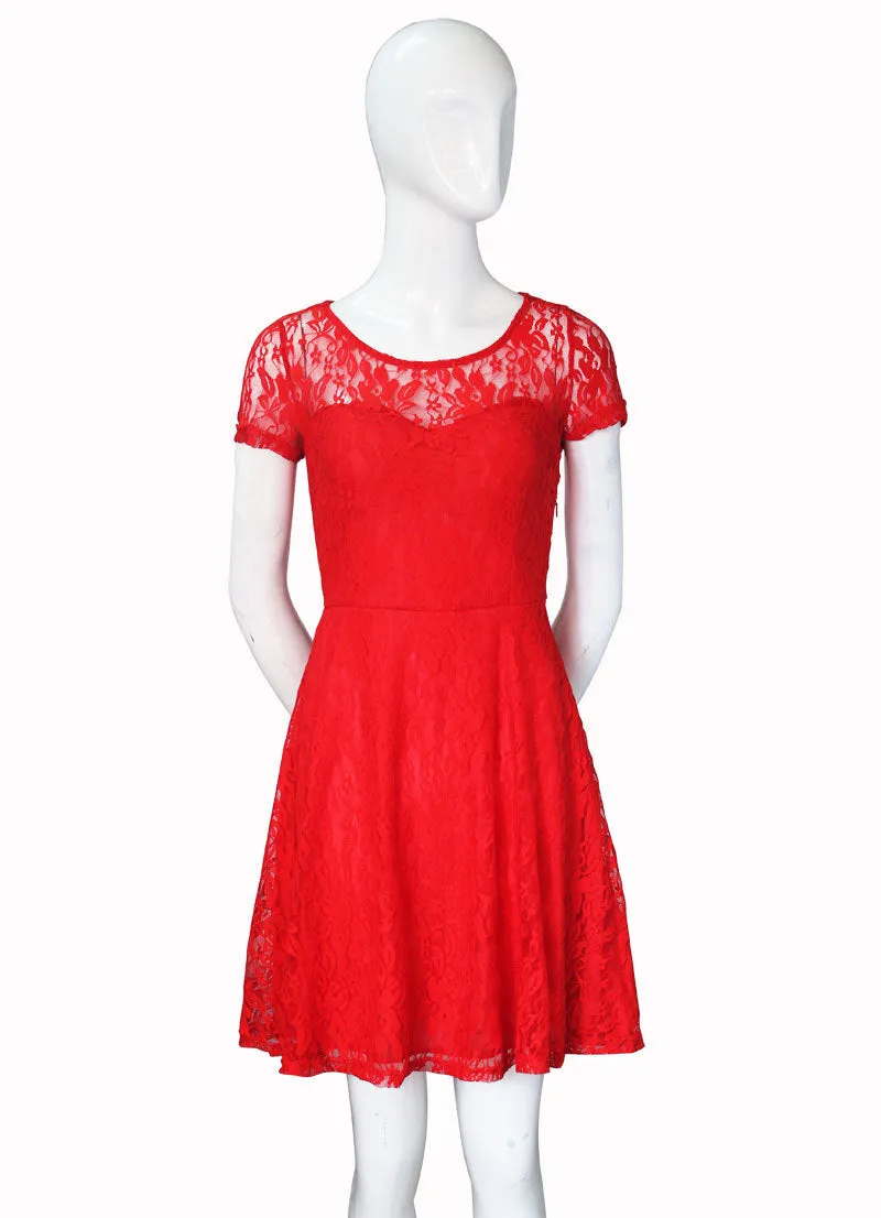 5XL Plus Size Dress Fashion Women Elegant Sweet Hallow Out Lace Dress   Party Princess Slim Summer Dresses Vestidos Red Blue