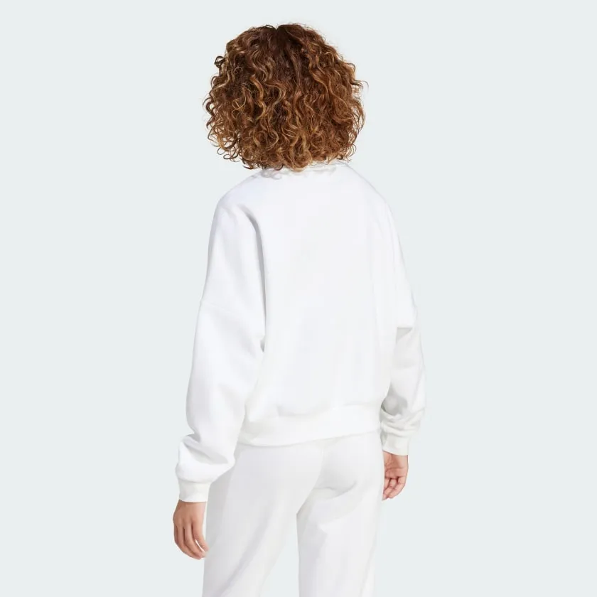 ADIDAS WOMEN'S SMALL LOGO FEELCOZY CREW WHITE