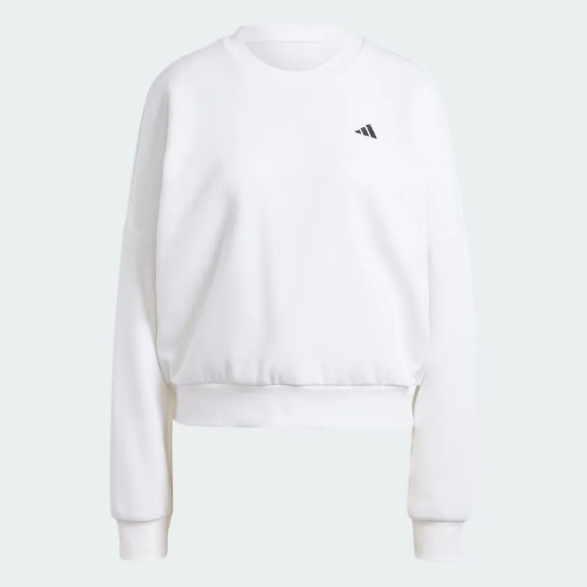 ADIDAS WOMEN'S SMALL LOGO FEELCOZY CREW WHITE