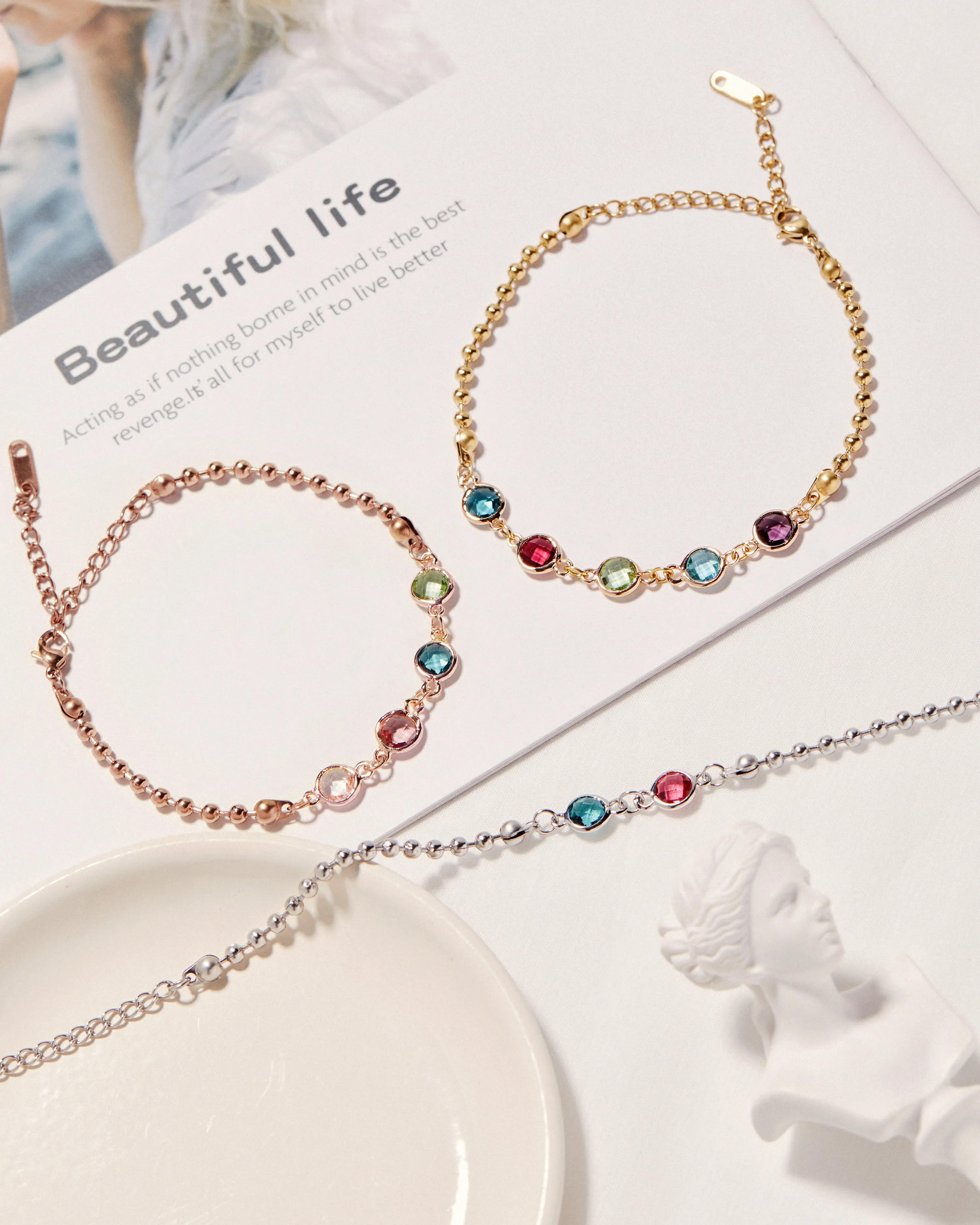 Artemis Ball Chain Birthstone Bracelet