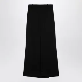 Black Wool-Blend Long Skirt