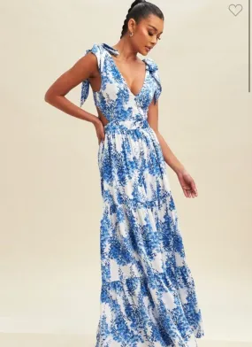 Blue Blooms Maxi Dress