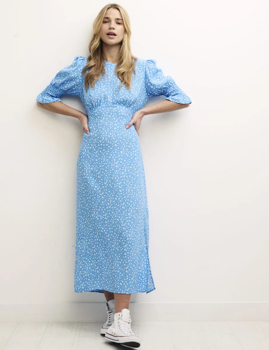 Blue Floral Luna Midi Dress