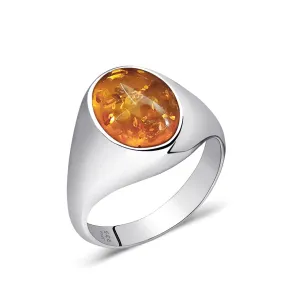 Bold Stone Men's Simple Signet Ring in Solid 925 Silver