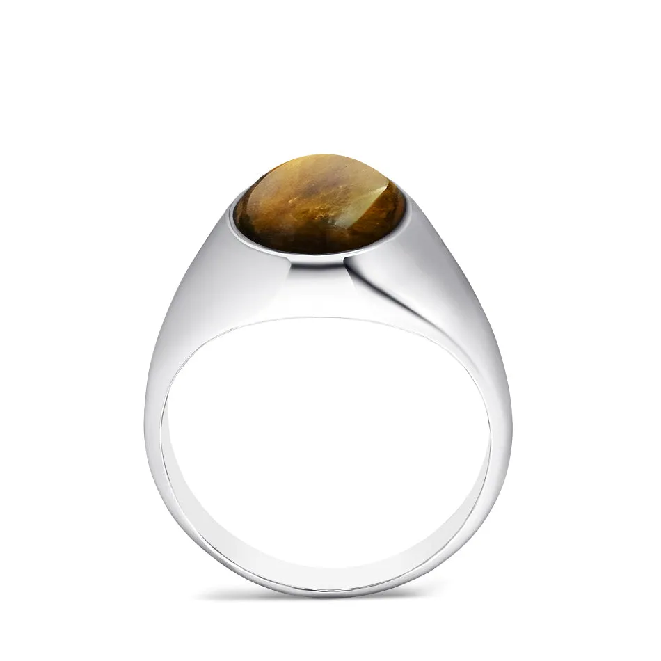 Bold Stone Men's Simple Signet Ring in Solid 925 Silver