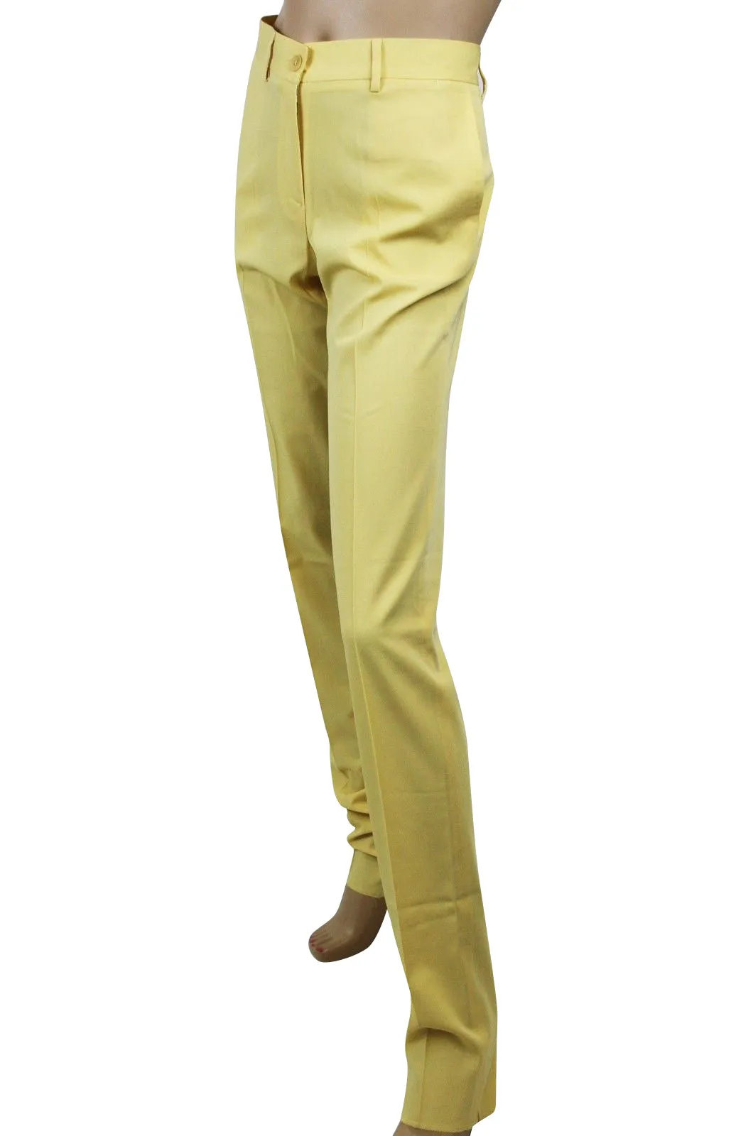 Bottega Veneta Women's Belt Line Yellow Virgin Wool Dress Pant