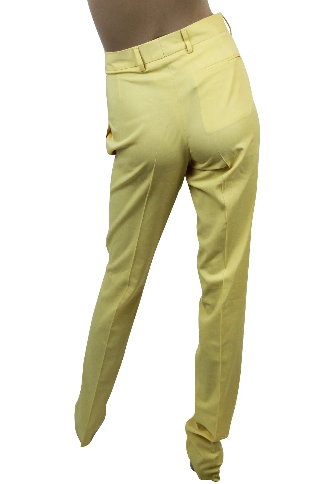 Bottega Veneta Women's Belt Line Yellow Virgin Wool Dress Pant