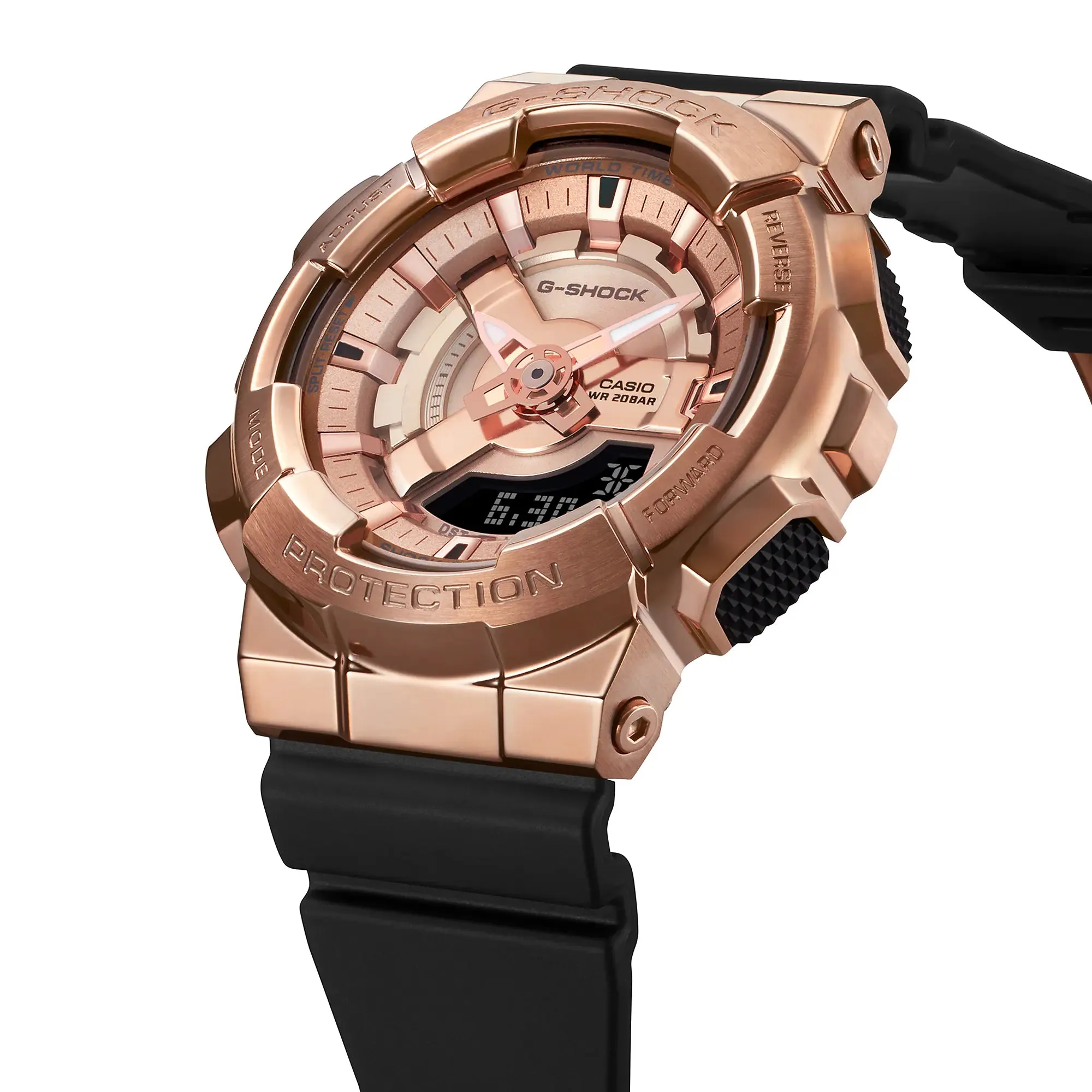 Casio G-Shock GMS GMS110PG-1A Metal Covered Rose Pink Gold Copper Womens Watch