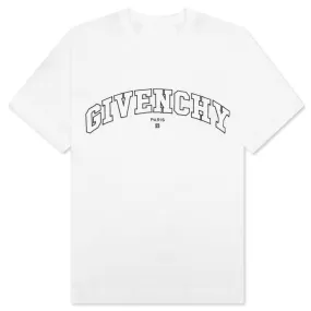 Classic Fit College Embroidery T-Shirt - White/Black