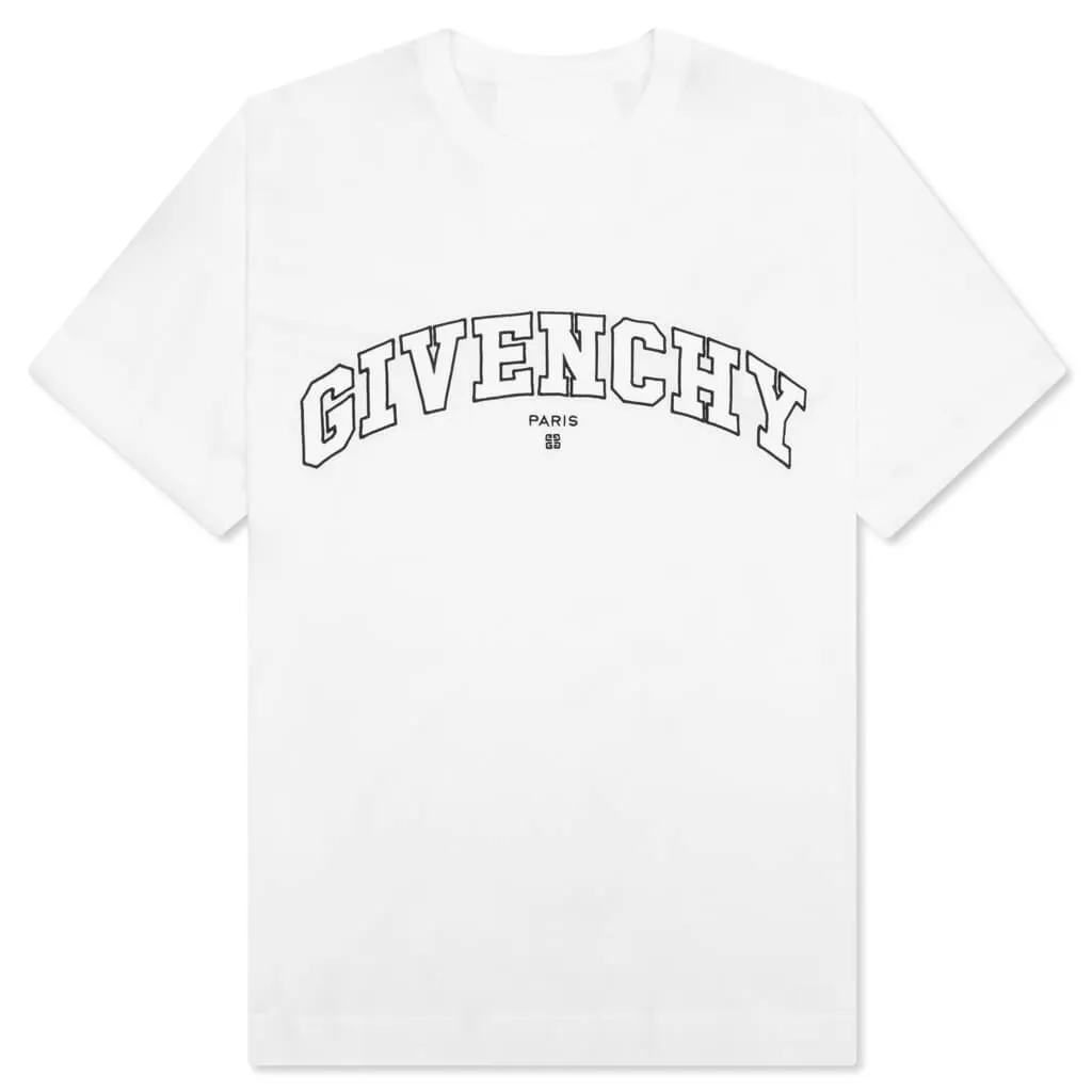 Classic Fit College Embroidery T-Shirt - White/Black