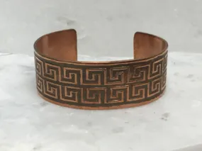 Copper Cuff Bracelet Greek Key