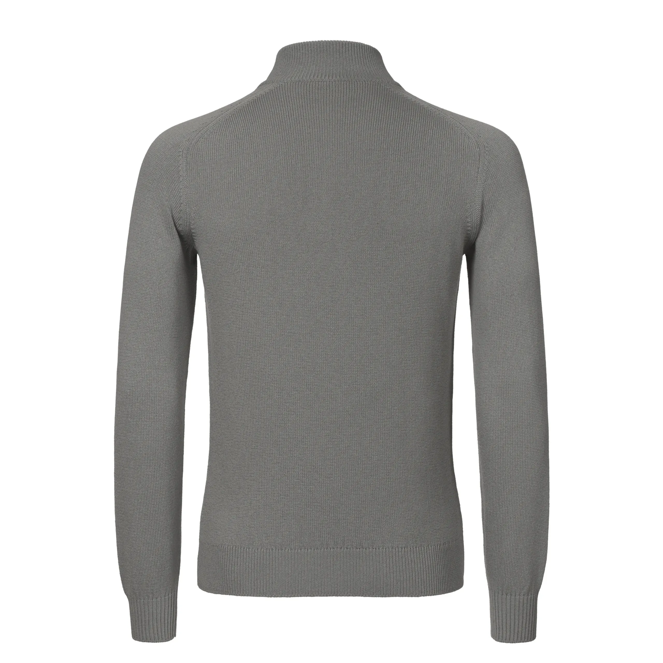 Cotton and Silk-Blend Half-Zip Sweater in Light Grey