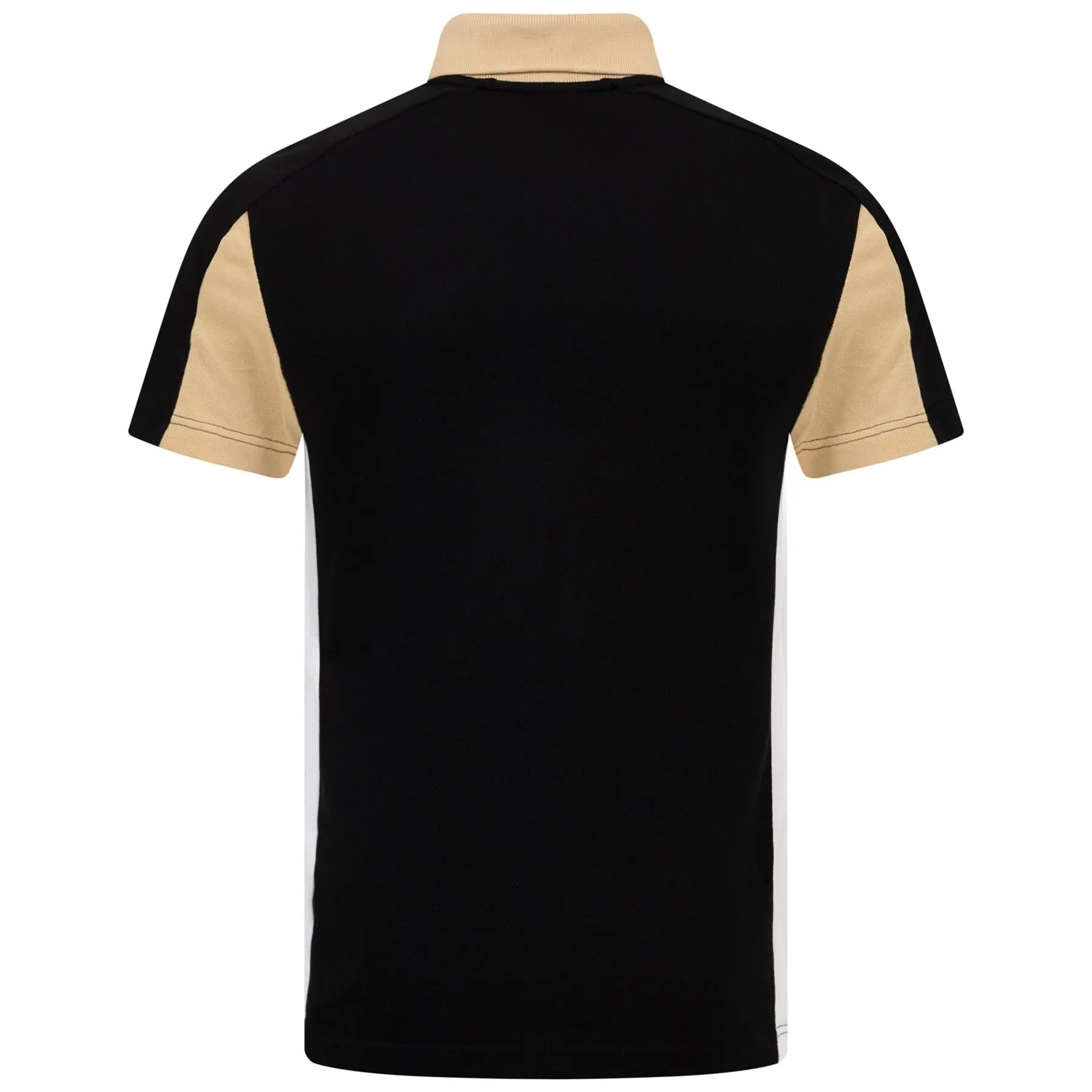 Cotton Pique Regular Fit Colourblock Polo Black/Beige - SS24