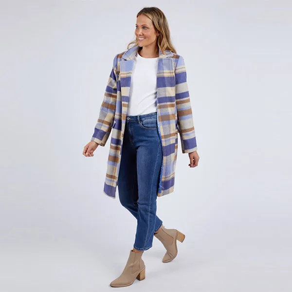 Cove Check Coat - Navy, Hydrangea   Cream Check