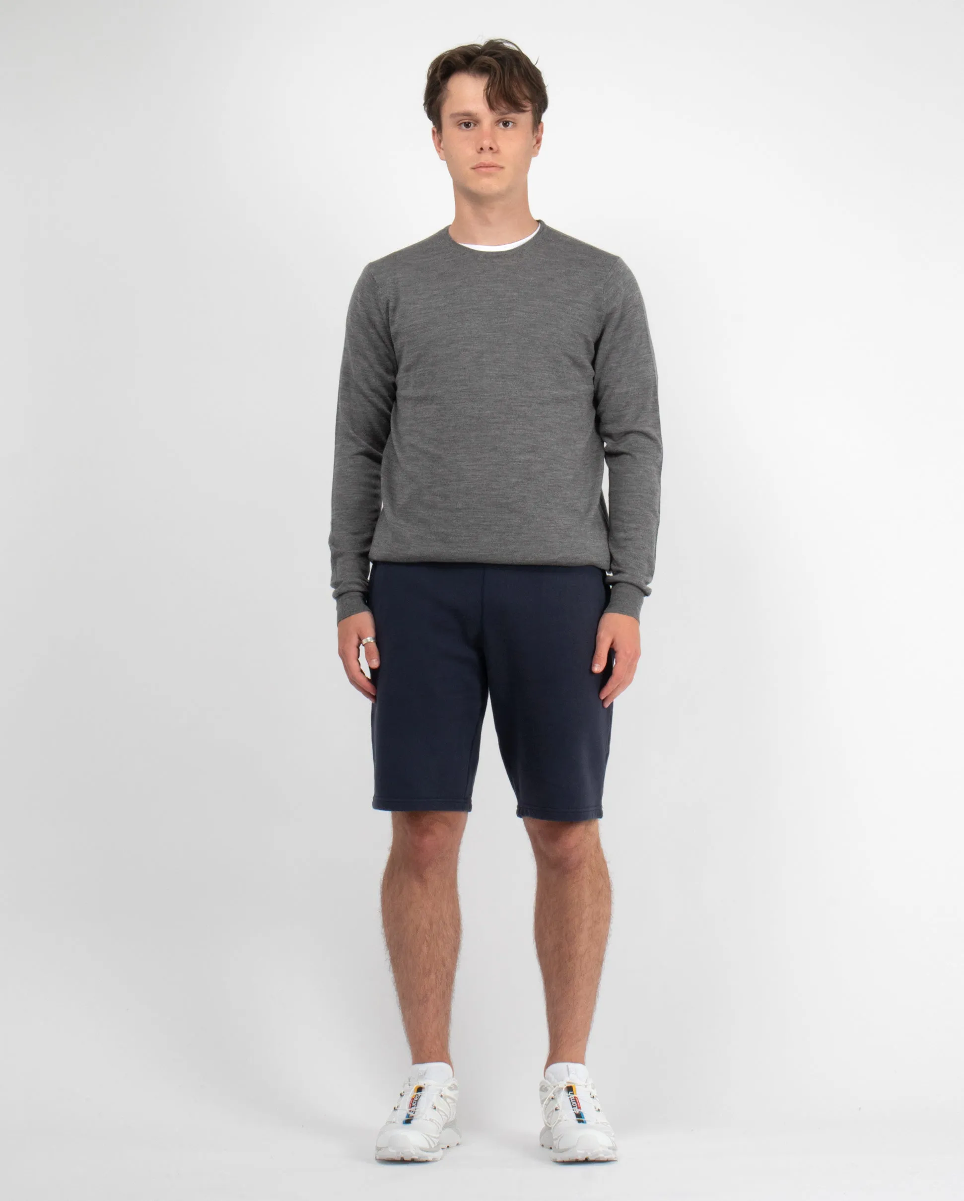 CREW NECK JUMPER / MID GREY MELANGE