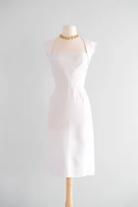 Darling 1950’s Ivory Linen Dress by Pat Premo/ Sz S