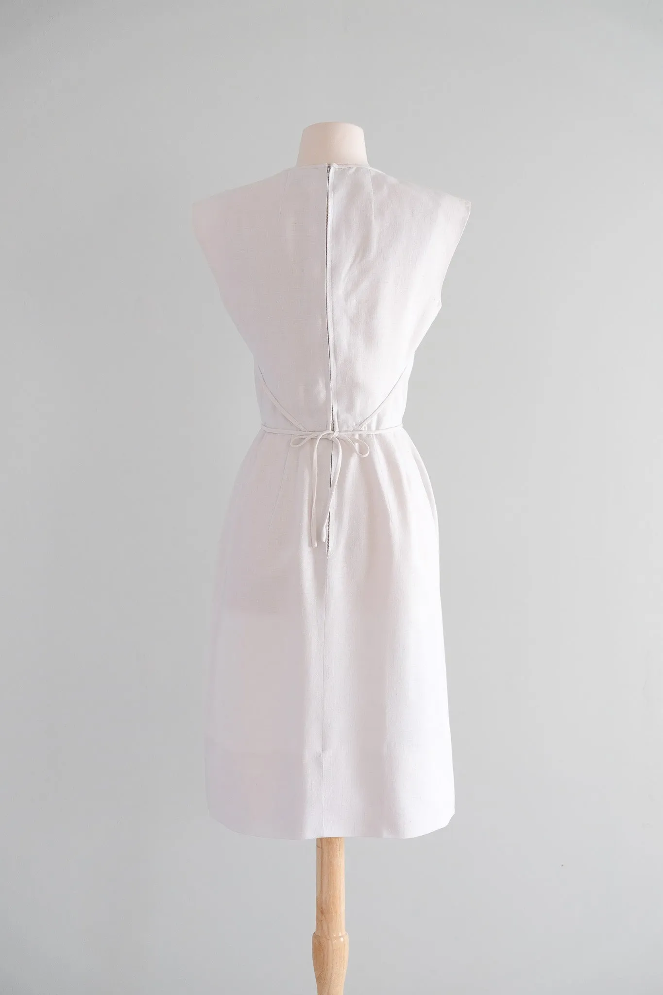 Darling 1950’s Ivory Linen Dress by Pat Premo/ Sz S