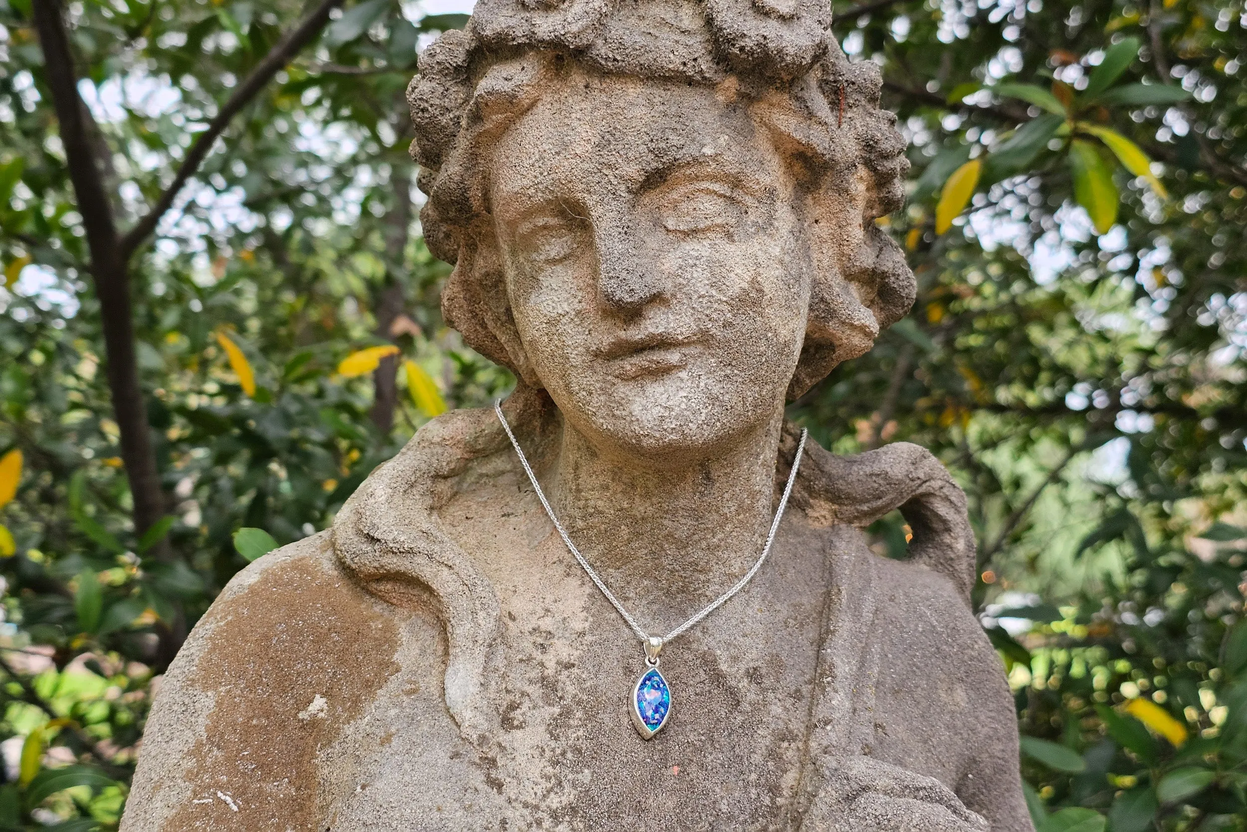 Diamond Opal Drop Pendant with Crushed Opal and Cremation Ash