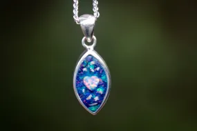 Diamond Opal Drop Pendant with Crushed Opal and Cremation Ash