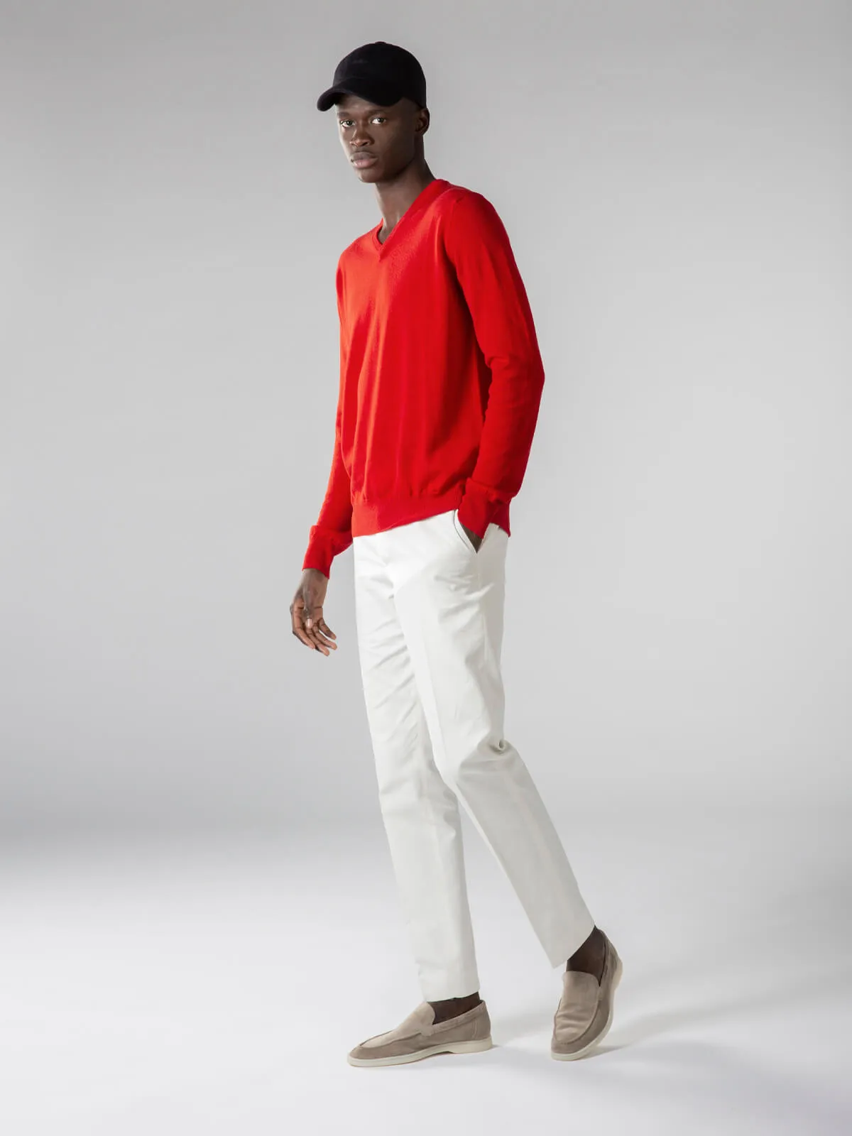 Extrafine Merino V-Neck Red