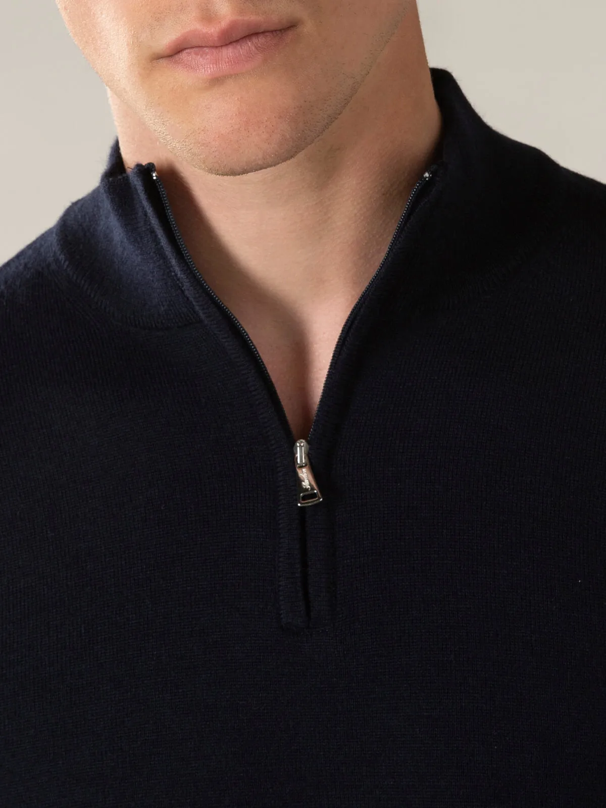 Extrafine Merino Zipper Sweater Navy