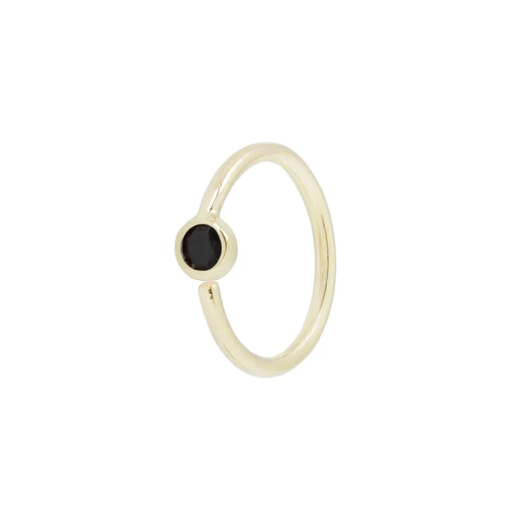 Fixed Bezel Bead Ring 2mm Black Spinel - Side Set Facing