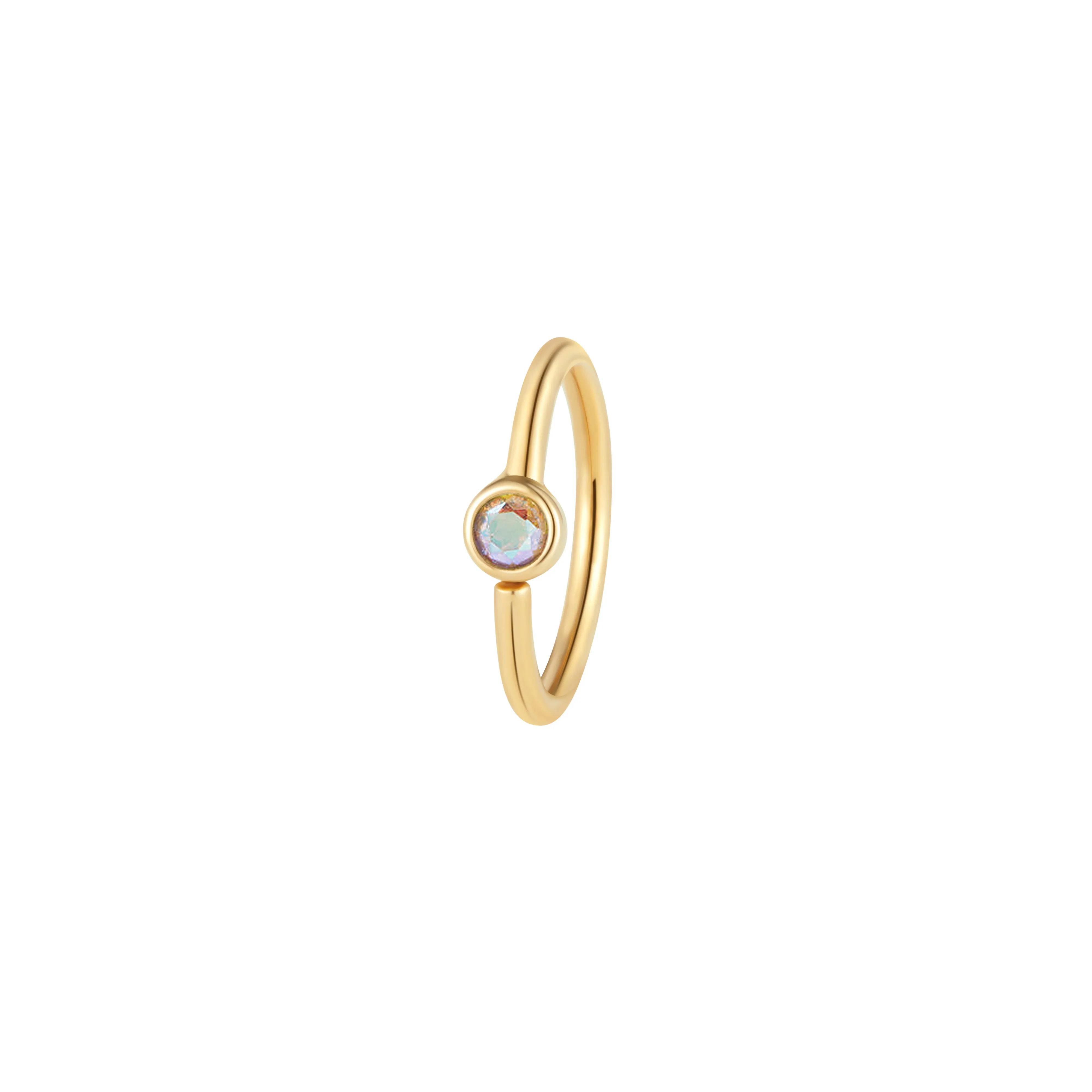 Fixed Bezel Bead Ring 2mm Mercury Mist Topaz - Side Set Facing