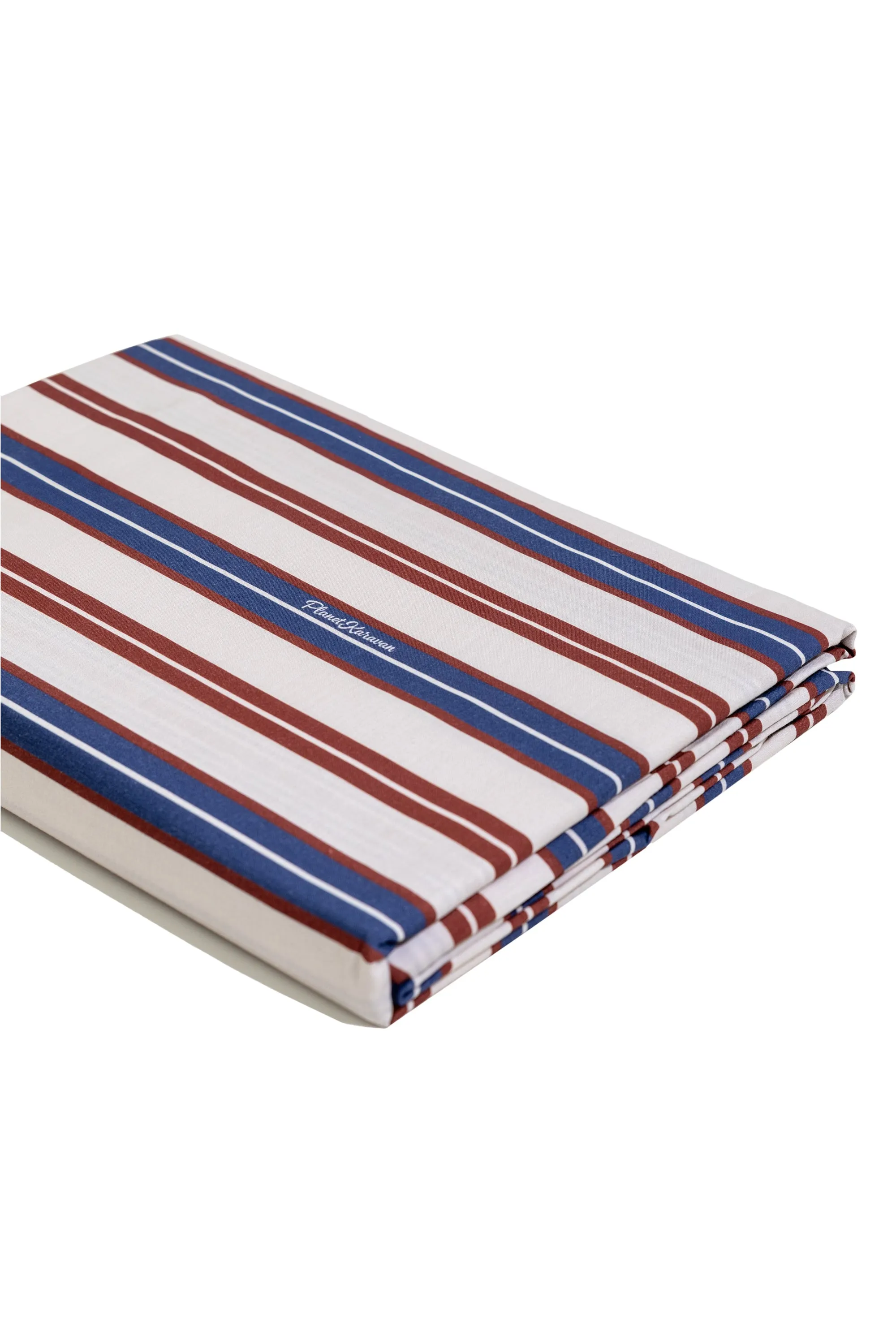 Flat Sheet (Blue/Bordeaux Stripes)