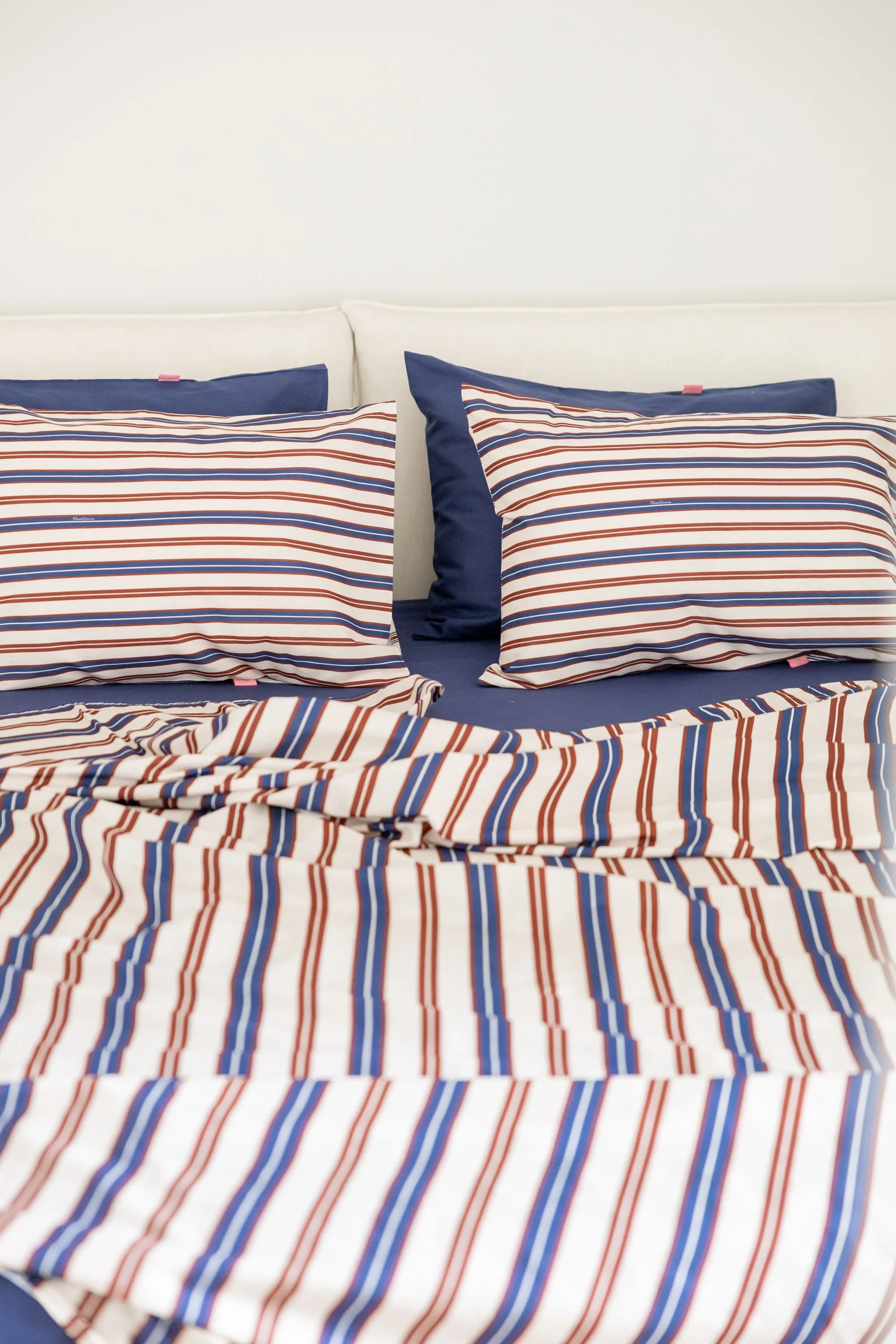 Flat Sheet (Blue/Bordeaux Stripes)