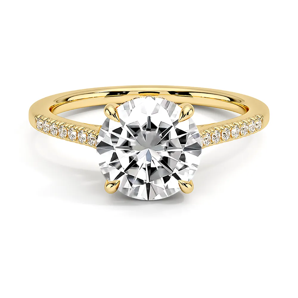 Four-Prong Round Cut Engagement Ring With Hidden Halo