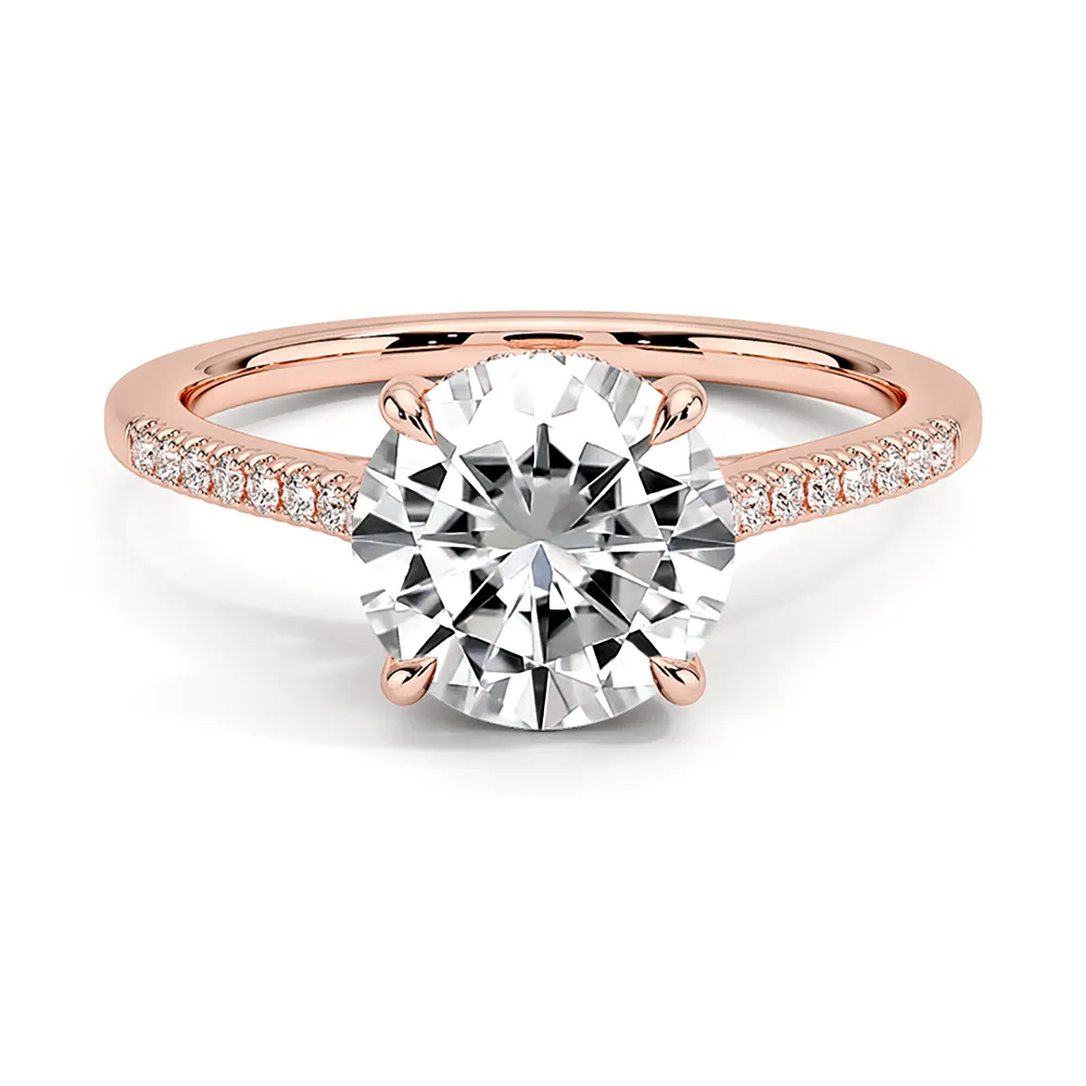 Four-Prong Round Cut Engagement Ring With Hidden Halo