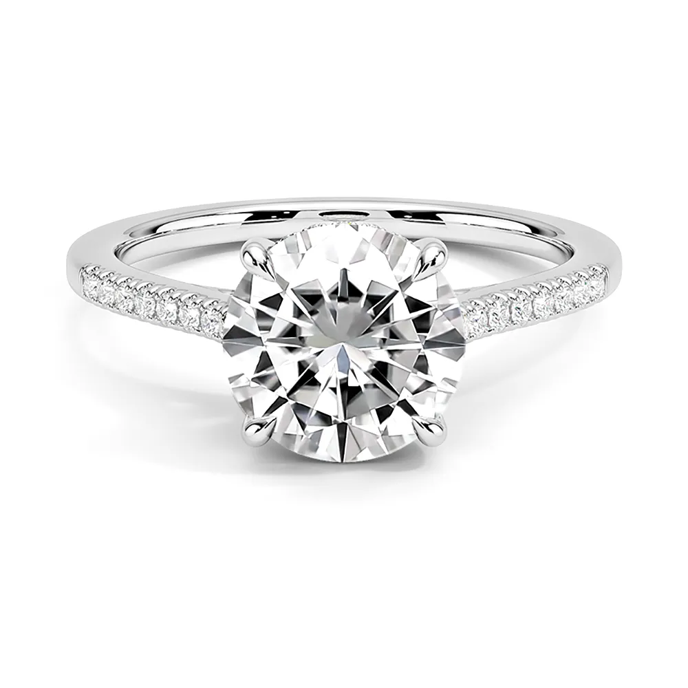 Four-Prong Round Cut Engagement Ring With Hidden Halo