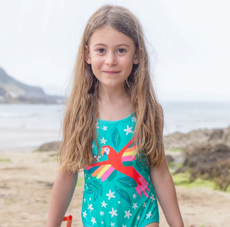 Frugi Sally Swimsuit - Tropical Sea Macaw