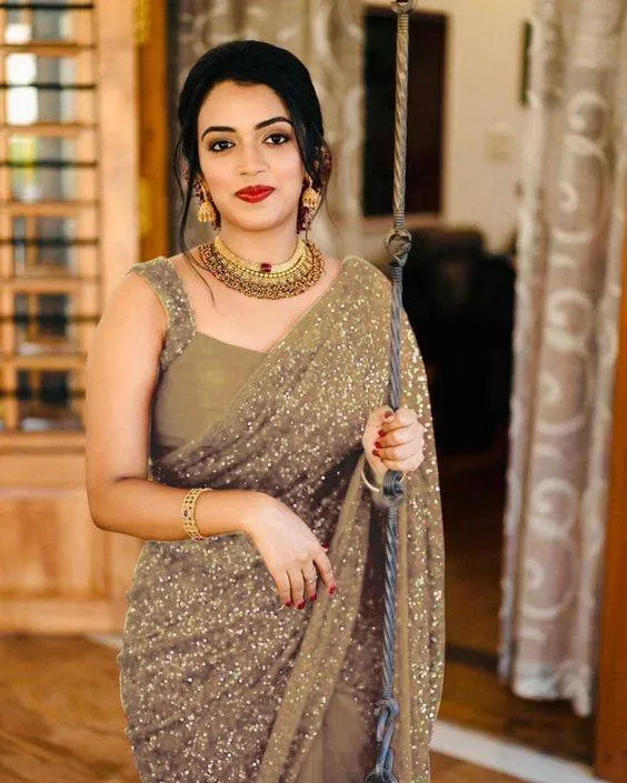 Golden Heavy Georgette Saree