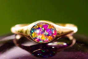 Golden Oval Ring with Ash