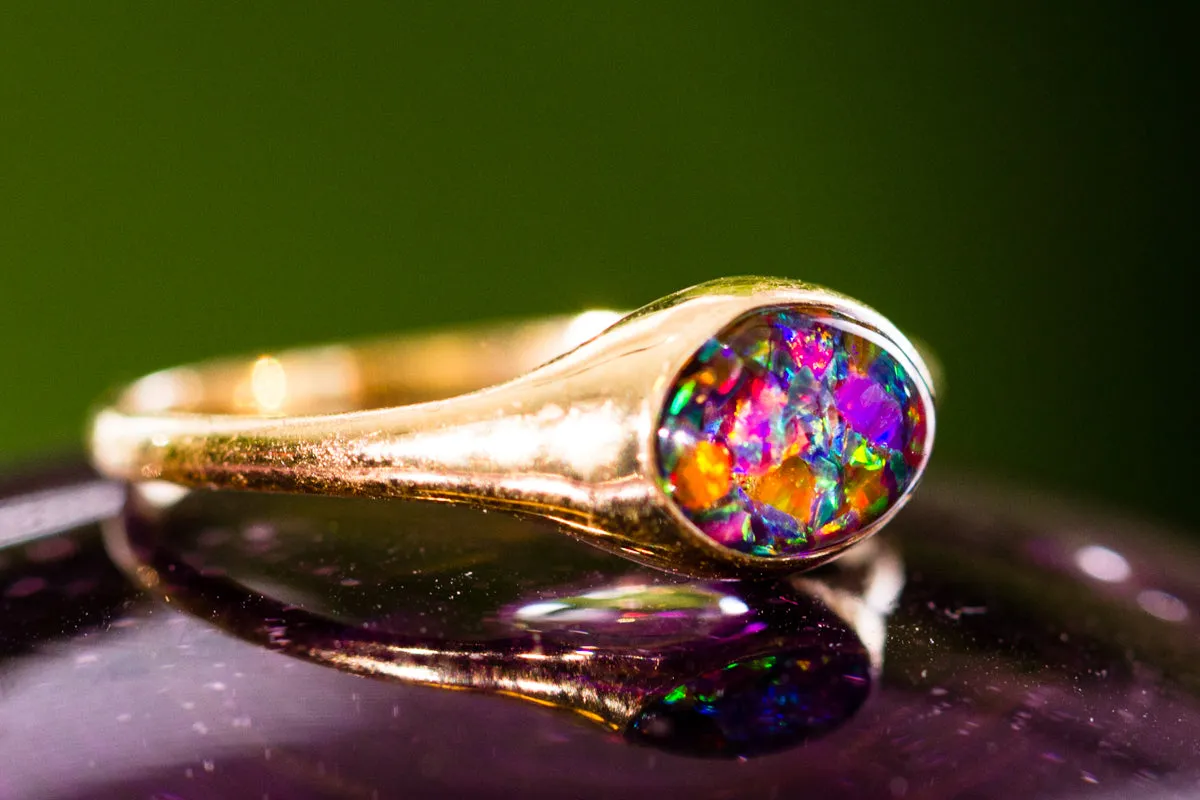 Golden Oval Ring with Ash