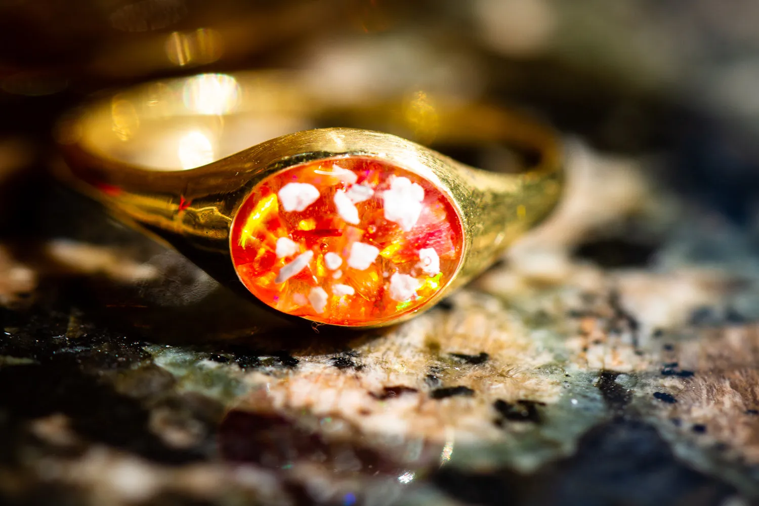 Golden Oval Ring with Ash