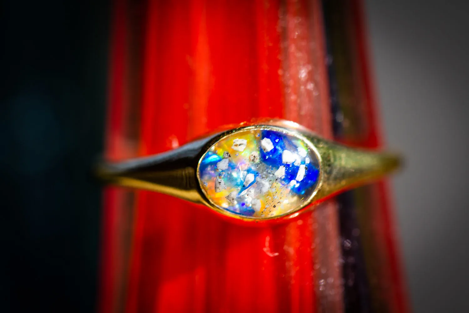 Golden Oval Ring with Ash