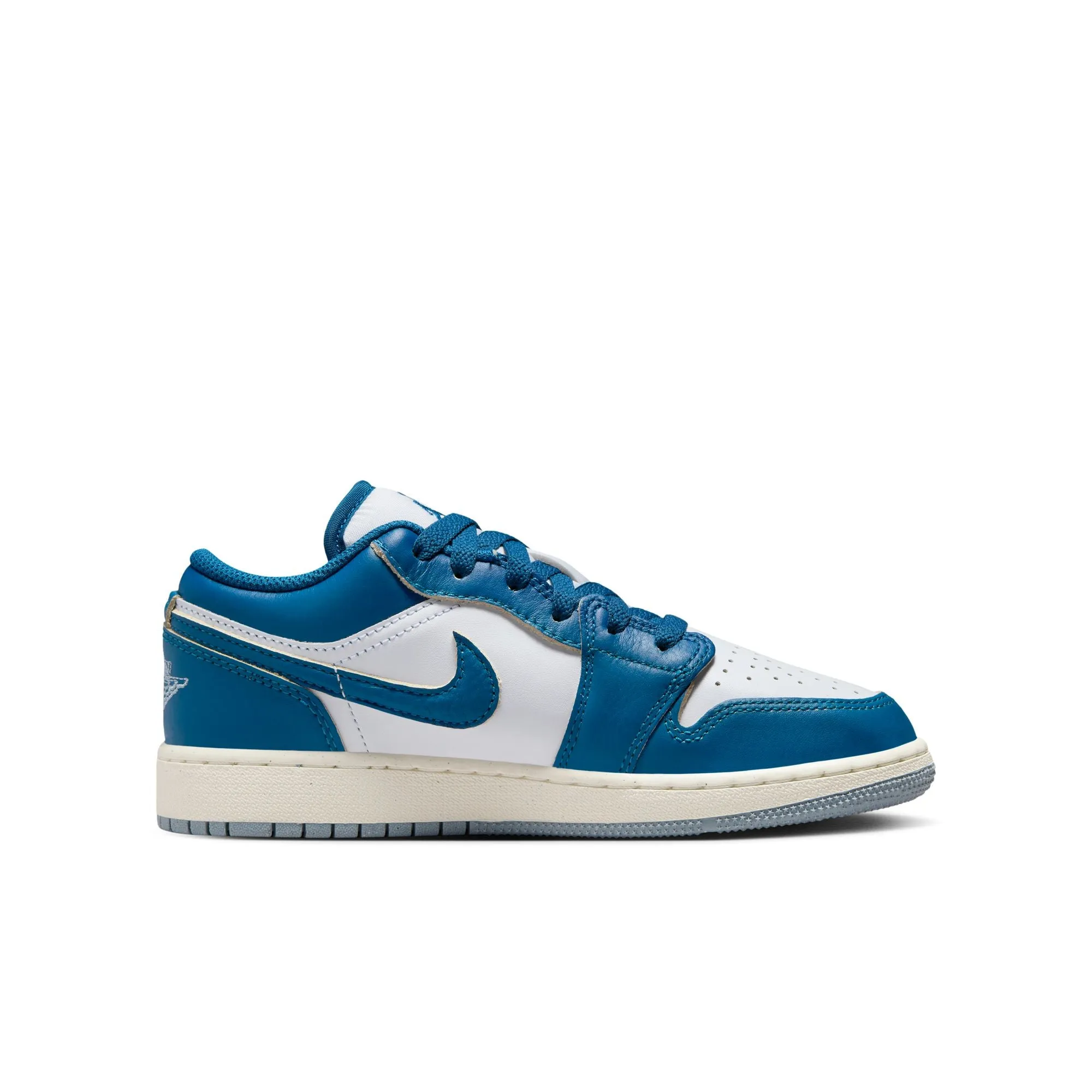 Grade School Air Jordan 1 Low SE GS White/Industrial Blue-Blue Grey-Sail FN9137-141