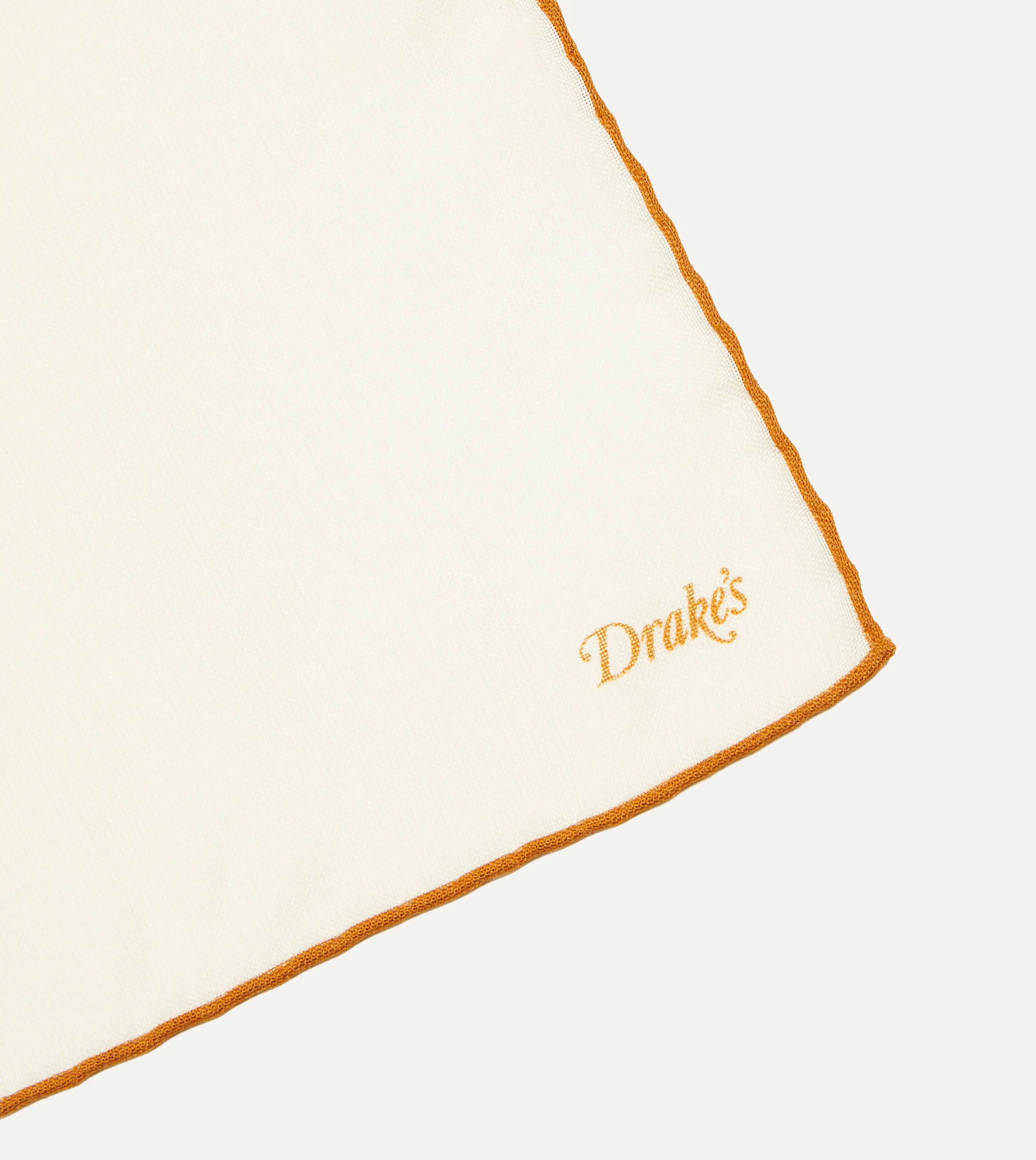 Ivory and Gold Shoestring Border Silk Pocket Square