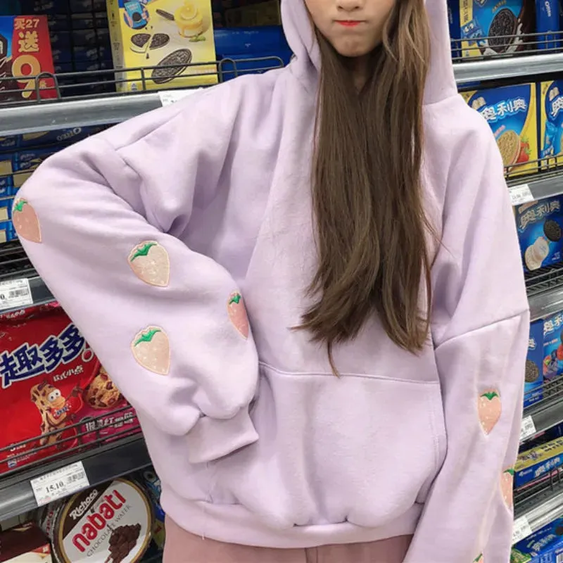 Kawaii Korean Style Strawberry Hoodie