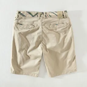 Khaki utility breathable straight fit shorts for men