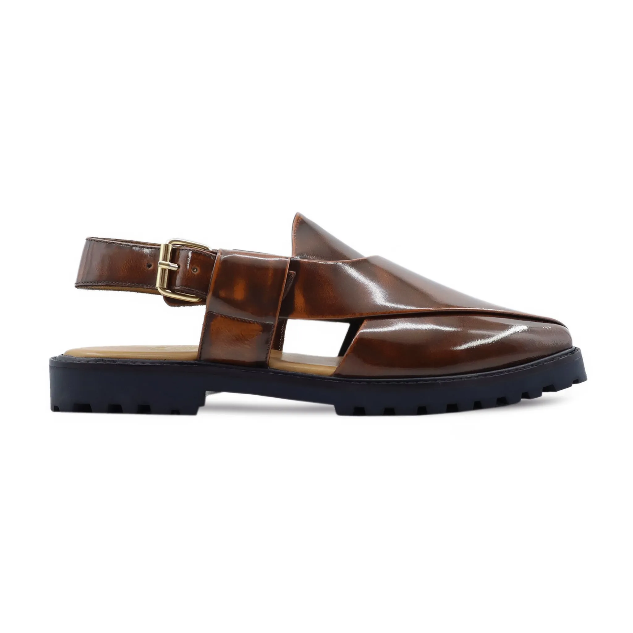 Lagos - Men's Burnish Brown Box Leather High Shine Sandal