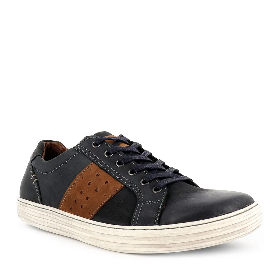 LENNOX - NAVY/TAN LEATHER