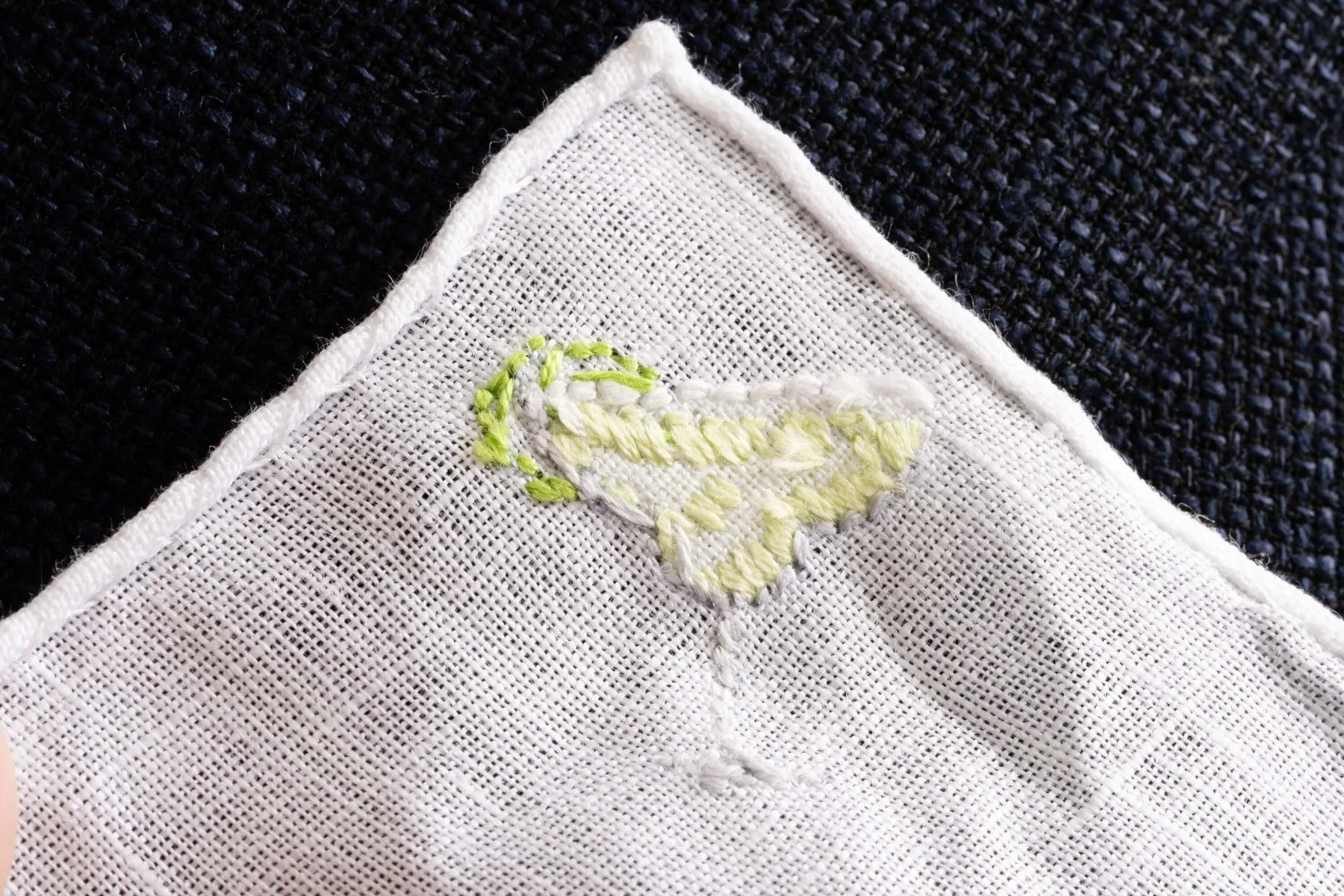 Margarita Cocktail Hand Embroidered Linen Pocket Square