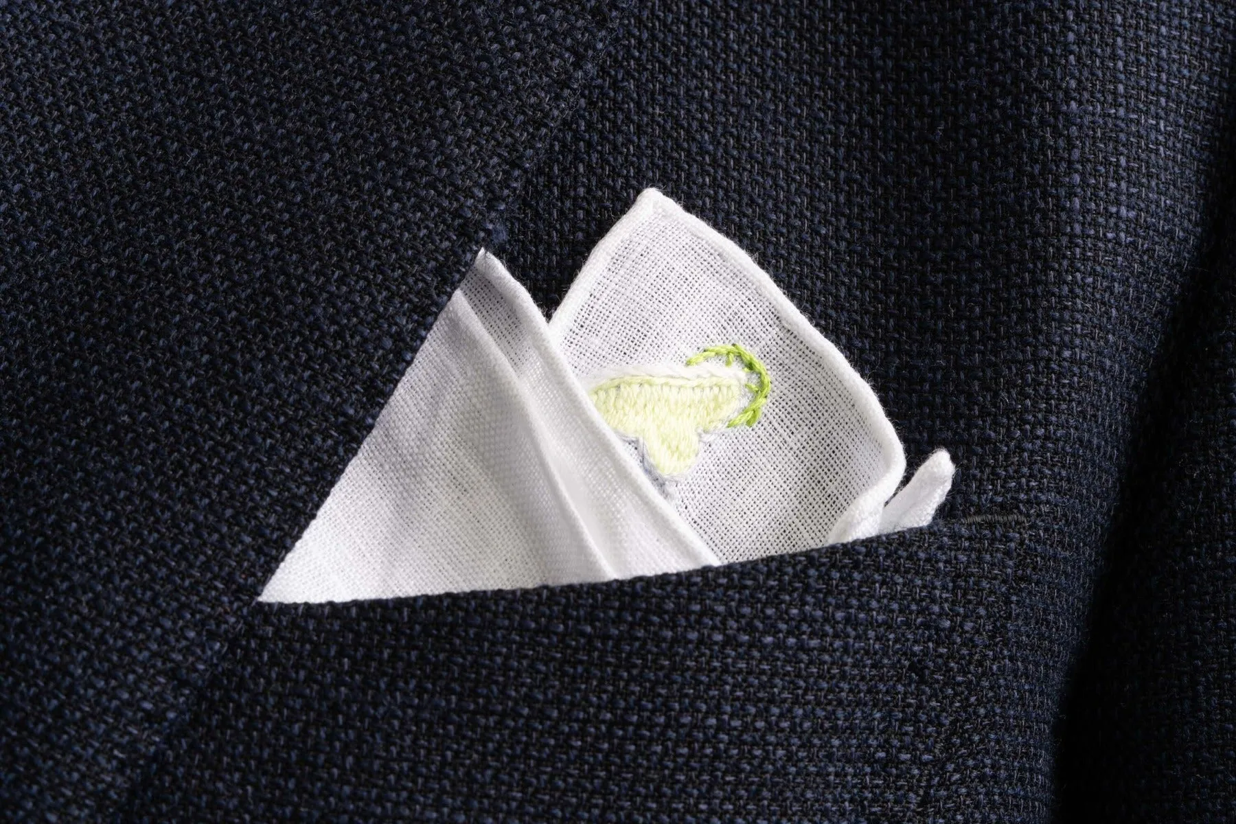 Margarita Cocktail Hand Embroidered Linen Pocket Square