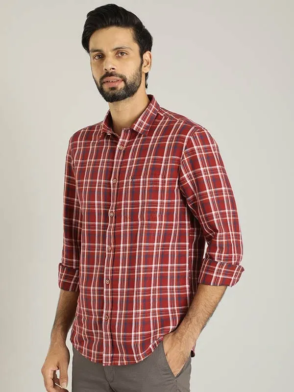 Men Checked Full Sleeve Linen Blend Shirt