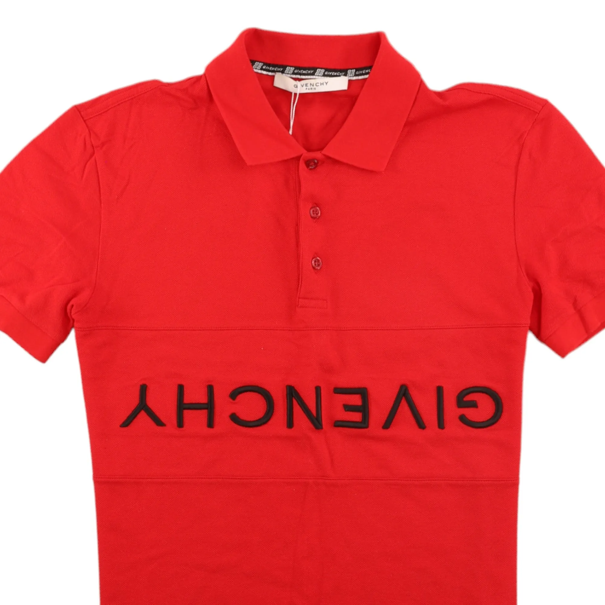 Men's Embroidered Logo Polo Shirt Red Size M